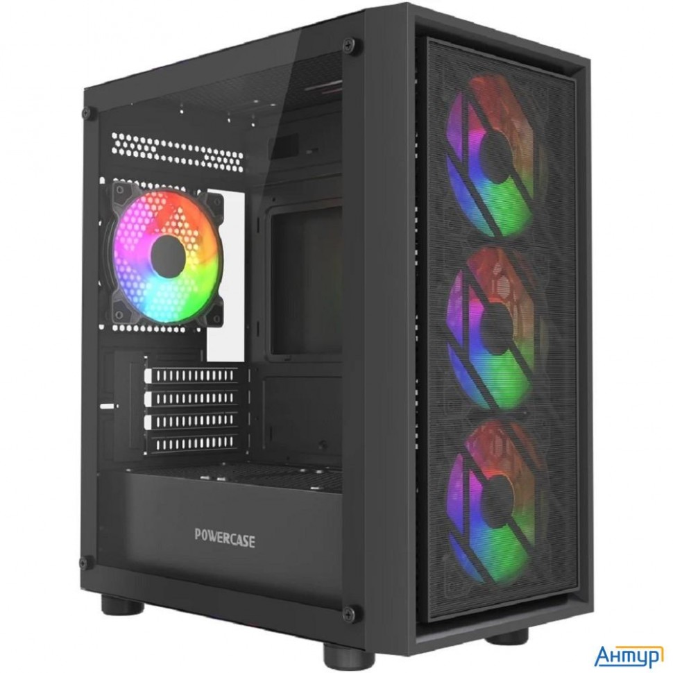 Powercase Mistral Micro Em16, Tempered Glass, 4x120mm Frgb Fan, чёрный, Matx  (cmmem16b-l4)