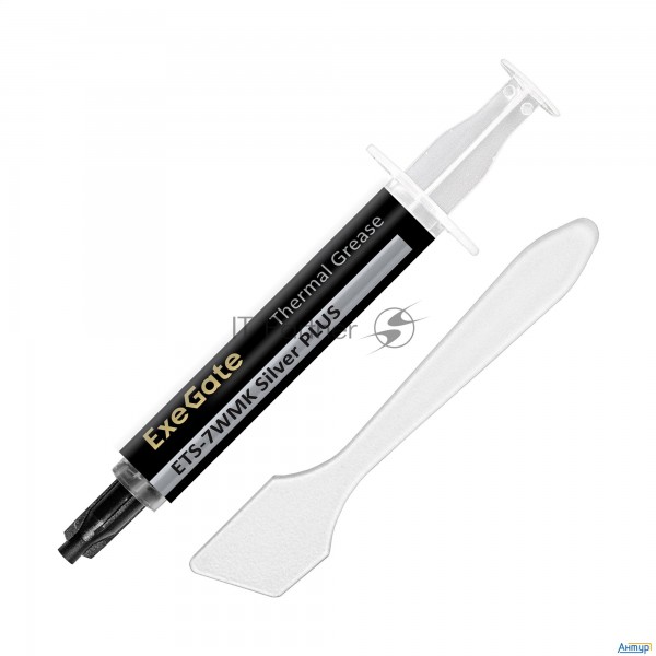 Термопаста Exegate Ets-7wmk Silver Plus (7,2 Вт/(м•К), 1.5г, шприц с лопаткой)