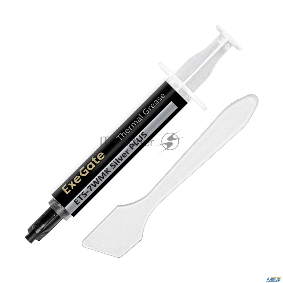 Термопаста Exegate Ets-7wmk Silver Plus (7,2 Вт/(м•К), 1.5г, шприц с лопаткой)