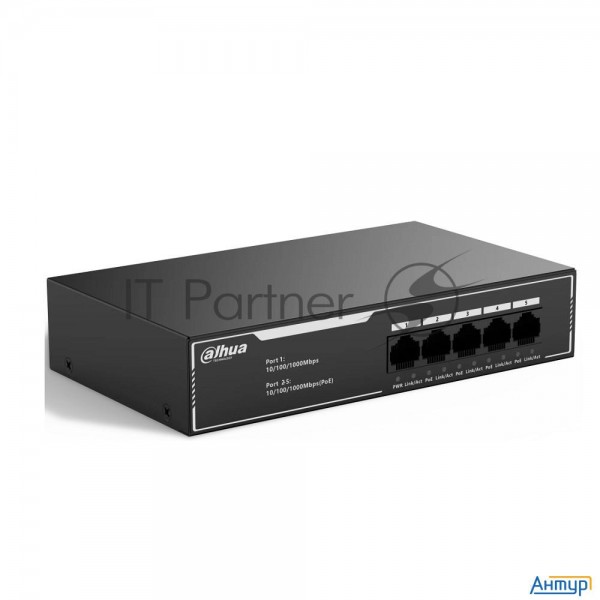 Dahua Dh-sg1005lp 5-портовый гигабитный неуправляемый коммутатор C Poe, 4xrj45 1gb Poe, 1xrj45 1gb U