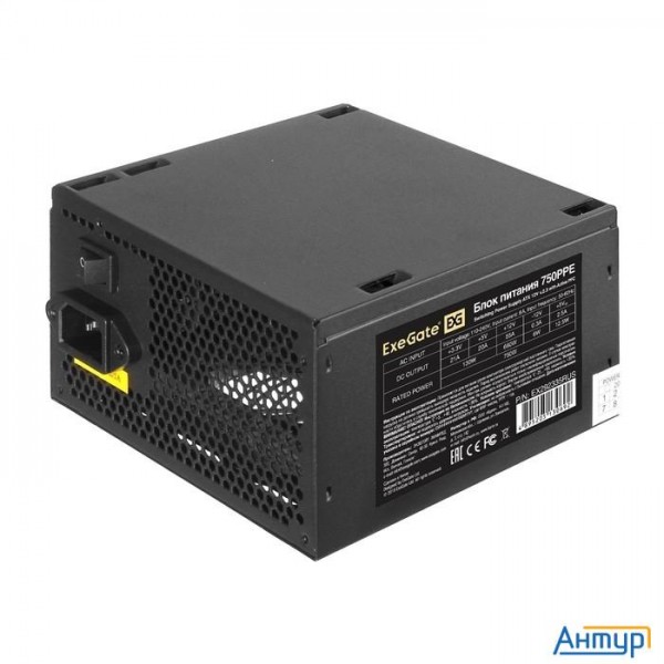 Exegate Ex292335rus Блок питания 750w Exegate 750ppe (atx, Apfc, КПД 80% (80 Plus), 12cm Fan, 20+4pi