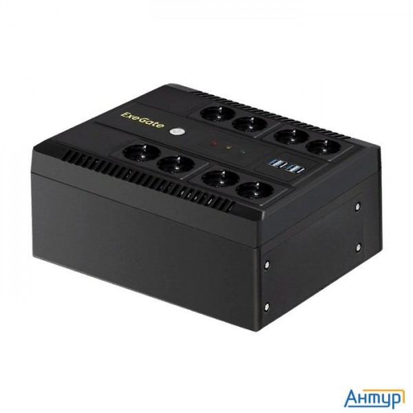 Exegate Ex295011rus ИБП Exegate Neo Nnb-650.led.avr.8sh.ch <650va/390w, Led, Avr, 8*schuko, 4*usb-по