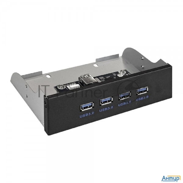 Планка Usb на переднюю панель Exegate Ex289290rus Exegate U5h-625, 5,25", 4*usb3.0, черная, металл,