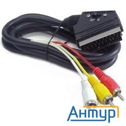 Кабель аудио/видео Gembird, Scart / 3xrca, с переключателем направления сигнала, 1.8м (ccv-519-001)