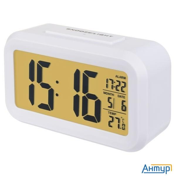 Perfeo Часы-будильник "snuz", белый, (pf-s2166) время, температура, дата