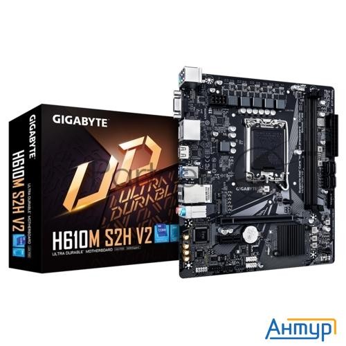 Материнская плата Gigabyte H610m S2h, Lga1700, H610, 2*ddr5, 4*sata, 1*m.2, 2*usb 3.2, 4*usb 2.0, 1*