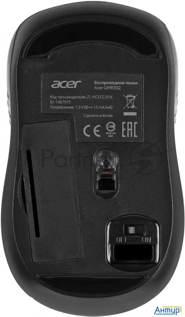 Мышь Acer Omr302 черный оптическая (1200dpi) беспроводная Usb (3but)