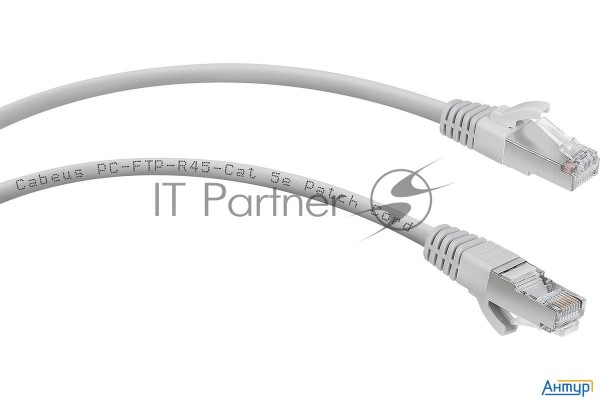Шнур комм. Cabeus, кат. 5е, экр., F/utp, Rj45/rj45, Lszh, Awg24, 5м, серый