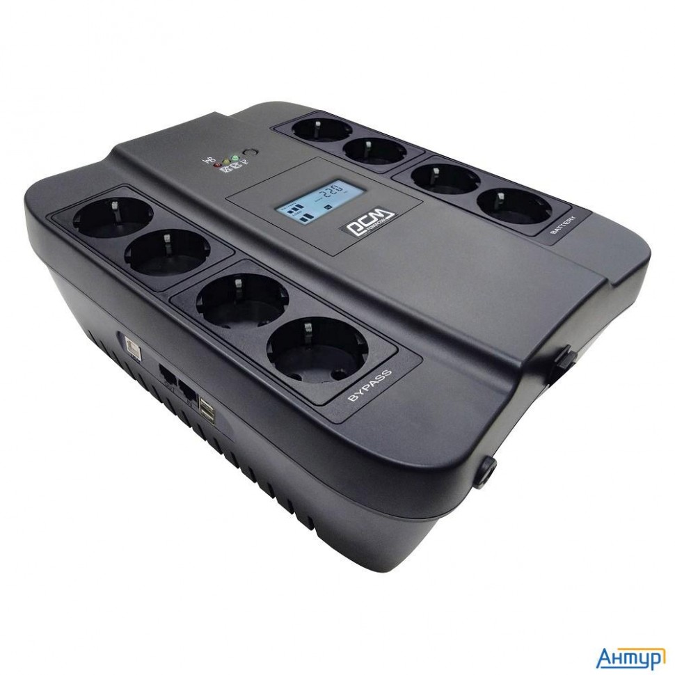 Powercom Spider Spd-900u Lcd Usb ИБП {line-interactive, 900va / 540w, 8xeuro: 4 с резервным питанием