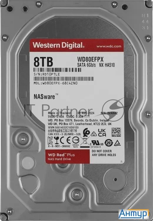 Жесткий диск Western Digital Red Plus Nas Hdd 3.5" Sata 8tb, 5640rpm, 256mb Buffer, Cmr, Wd80efpx, 1