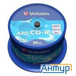 43343 Диски Cd-r Verbatim 50шт, 700mb 52-x, Crystal Azo, Cake Box
