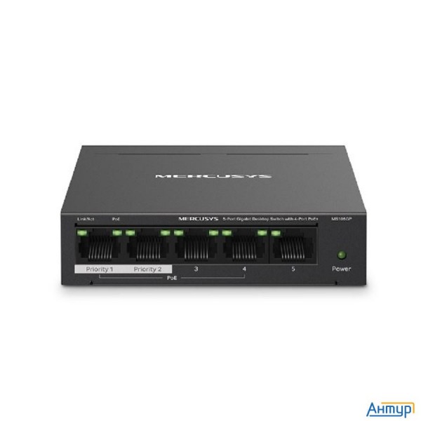 Mercusys Ms105gp Настольный коммутатор с 5 гигабитными портами (4 порта Poe+)