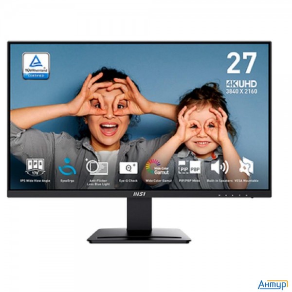 Msi Pro 27" Mp273u {ips 3840x2160 178/178 60hz 4ms 300cd 1000:1 2xhdmi Displayport Speakers} [9s6-3p