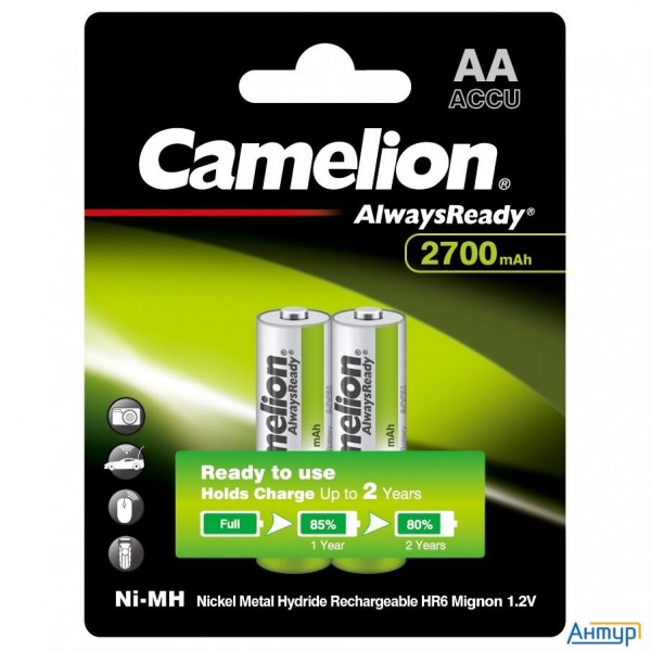 Camelion Always Ready Aa-2700mah Ni-mh Bl-2 (nh-aa2700bp2, аккумулятор,1.2В)