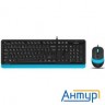 A-4tech Клавиатура + мышь A4 Fstyler F1010 Blue клав:черный/синий мышь:черный/синий Usb[1147546]
