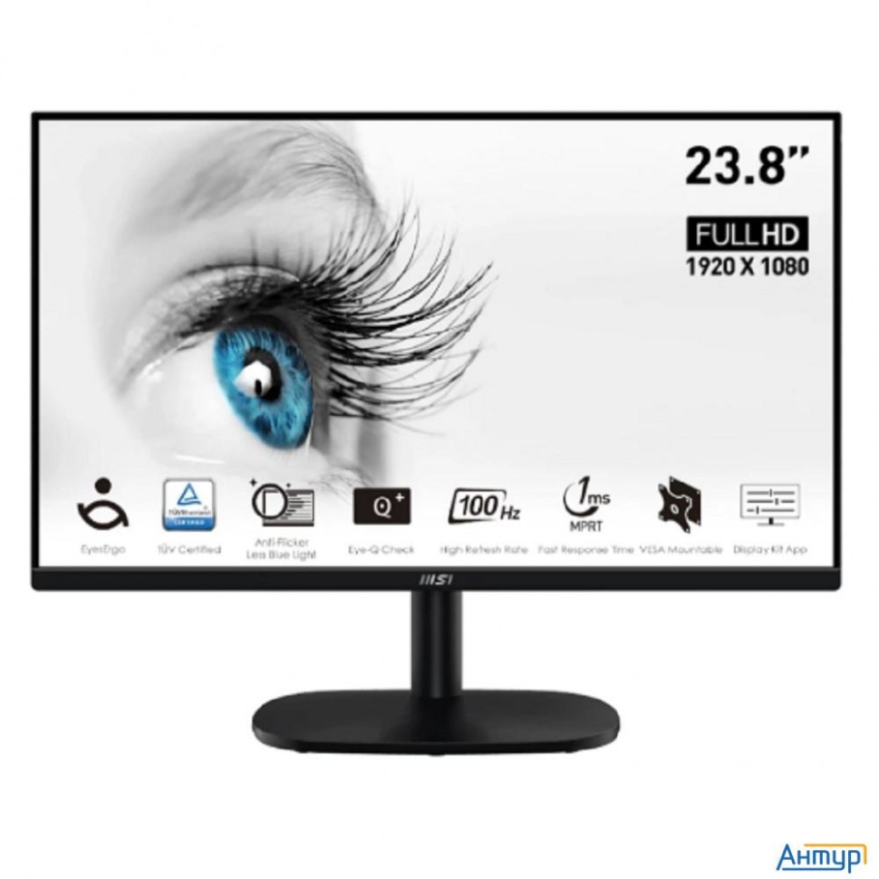 Msi Pro 23.8" Mp245v черный {va 1920x1080 100hz 4ms 16:9  4000:1 300cd 178/178 D-sub Hdmi}