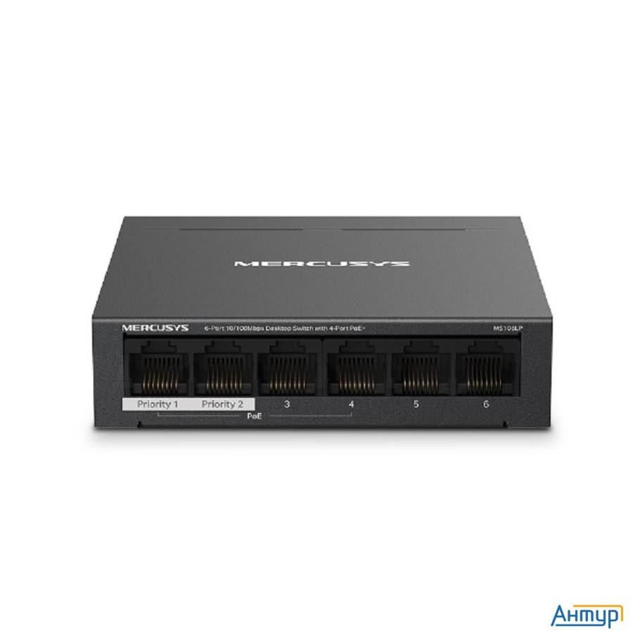 Mercusys Ms106lp Настольный коммутатор с 6 портами 10/100 Мбит/с (4 порта Poe+)