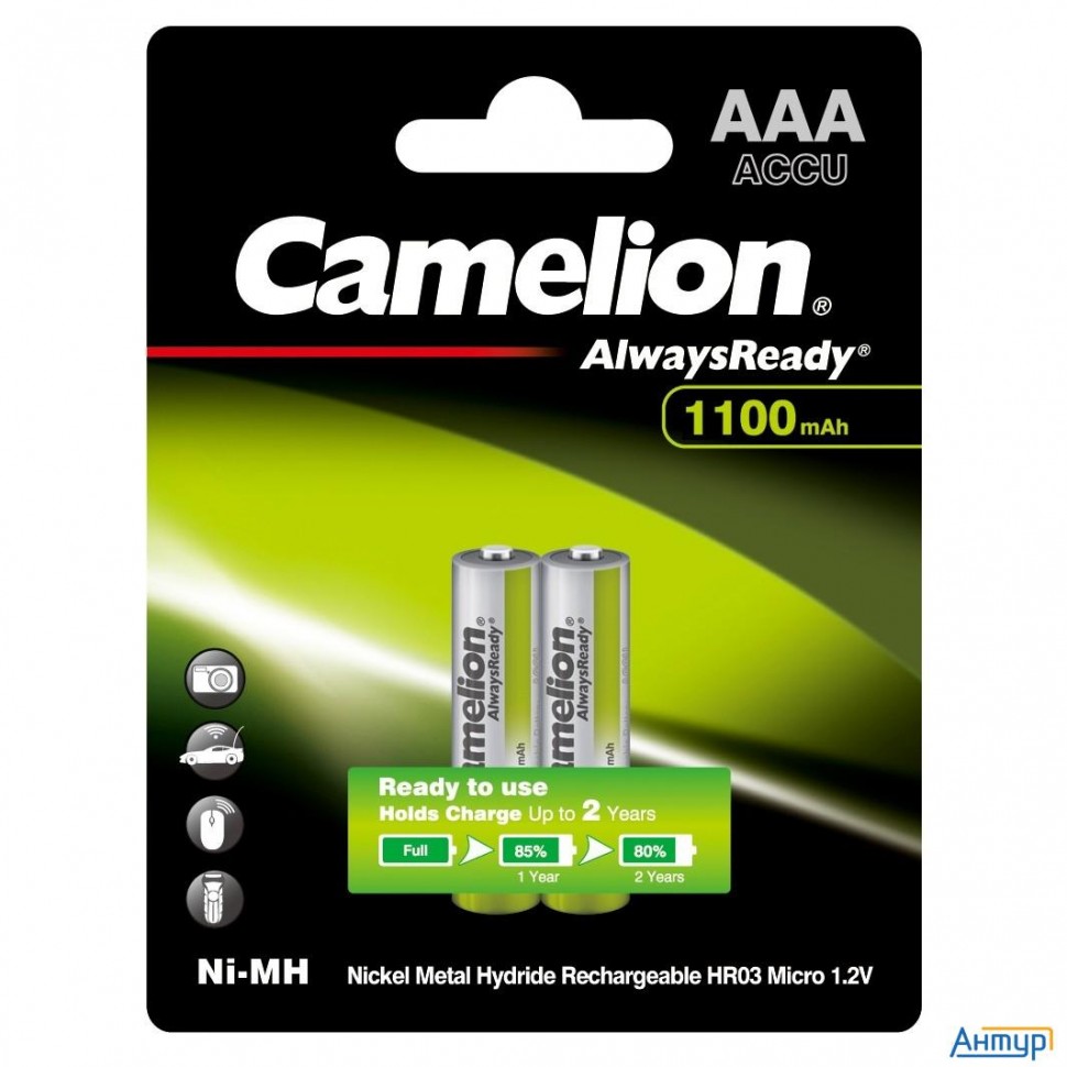 Camelion  Aaa-1100mah Ni-mh Bl-2 (nh-aaa1100bp2, аккумулятор,1.2В) (2 шт. в уп-ке)