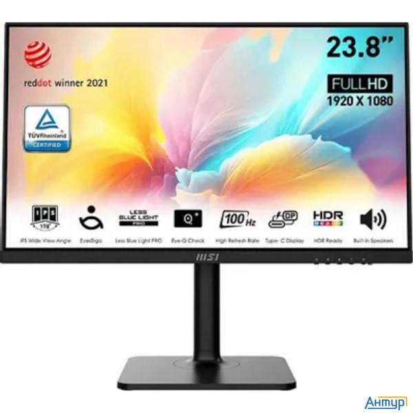 Lcd Msi 23.8" Md2412p Modern черный {ips 1920x1080 100hz 5ms 16:9 300cd 178/178 Hdmi M/m Usb Has Piv