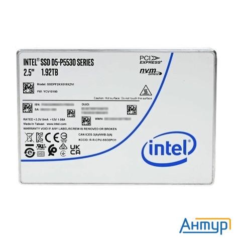 Intel Ssd D5-p5530 Series (1.92tb, 2.5in Pcie 4.0 X4, Tlc) Ssdpf2kx019xzn1