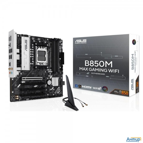 Материнская плата Asus B850m Max Gaming Wifi Am5 Matx 4xddr5 4xpciex16 3xm.2 Usb-c Dp Hdmi Glan Wi-f