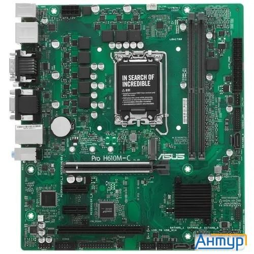 Материнская плата Asus Pro H610m-c-csm Soc-1700 Intel H610 2xddr5 Matx Ac`97 8ch(7.1) Gblan+vga+dvi+