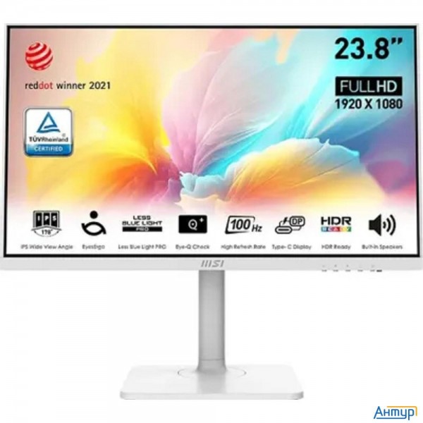 Msi 23.8" Md2412pw Modern белый {ips 1920x1080 100hz 5ms 16:9 300cd 178/178 Hdmi M/m Usb Has Pivot}