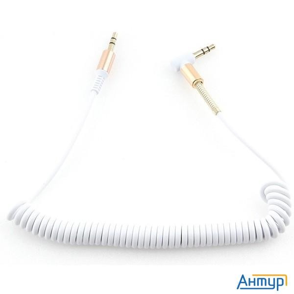 Кабель аудио (угловой) спиральный Cablexpert Ccab-02-35mmlc-1.8mw. 3.5 джек (m)/3.5 джек (m), белый,