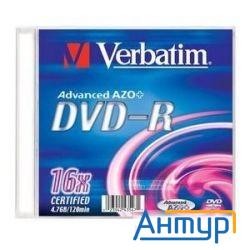 Verbatim  Диски Dvd-r Verbatim 16-x, 4.7 Gb, (slim Case) [43547] (отпускать поштучно)