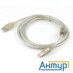 Cablexpert Кабель Usb 2.0 Pro, Am/bm, 2м, экран, 2 феррит.кольца, прозрачный (ccf-usb2-ambm-tr-2m)