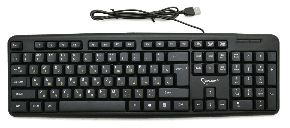 Keyboard Gembird Kb-8320uxl-bl, черный, Usb, кабель 2 м., 104 клавиши