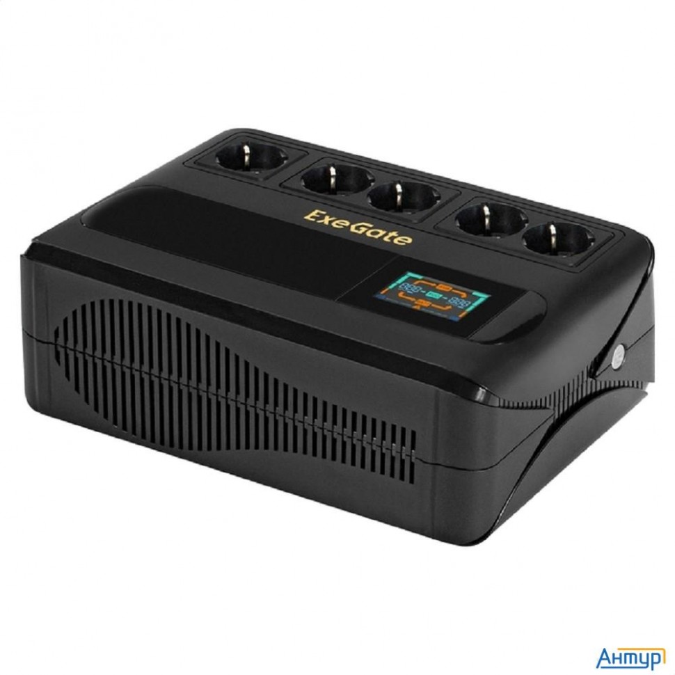 Exegate Ex295686rus ИБП Exegate Neo Smart Bu-1000.lcd.avr.5sh <1000va/500w, цветной Lcd-дисплей, Avr