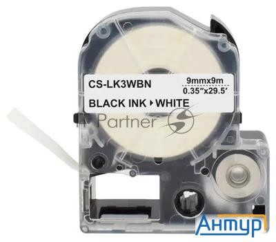 Картридж ленточный Cactus Cs-lk3wbn черный, 9мм, 9м для Epson Lw300/lw400/lw700/lw600p/lw1000p/k400/