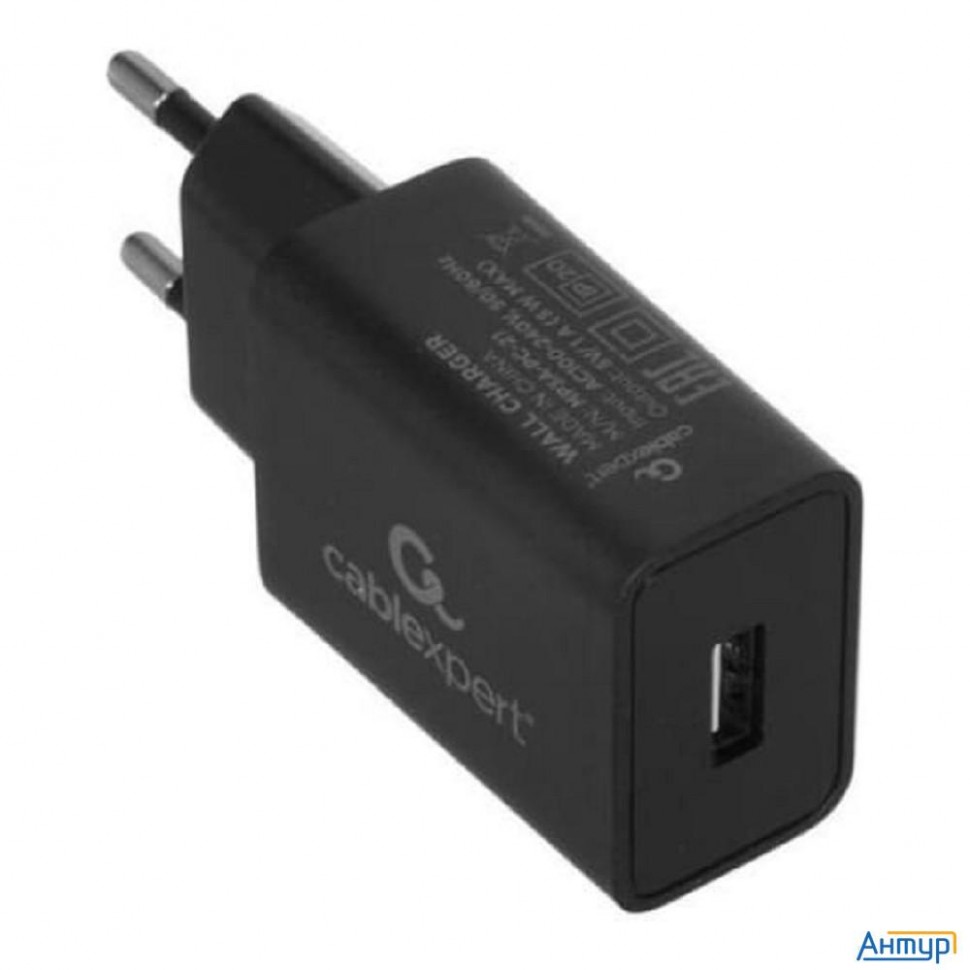Cablexpert Зарядное устройство 5Вт, 1А, 1xusb, черный, пакет (mp3a-pc-21)