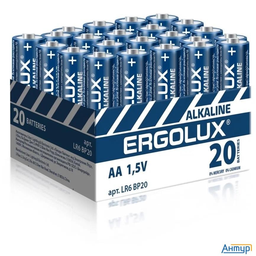 Ergolux.. Lr6 Alkaline Bp20 ( Lr6 Bp20, батарейка,1.5В) (20 шт. в уп-ке)