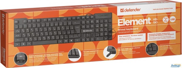 Клавиатура Usb Element Hb-190 Ru Black 45191 Defender