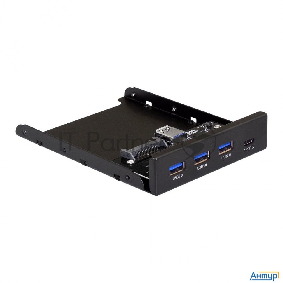 Планка Usb на переднюю панель Exegate U3h-623, 3,5", 3*usb3.0+1*typec, черная, металл, подсоединение
