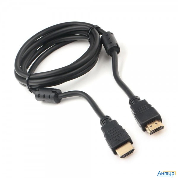 Кабель Hdmi Cablexpert 19m/19m, V2.0, медь, позол.котакты, экран, 2 фер.кольца, 1.8м, черный, пакет