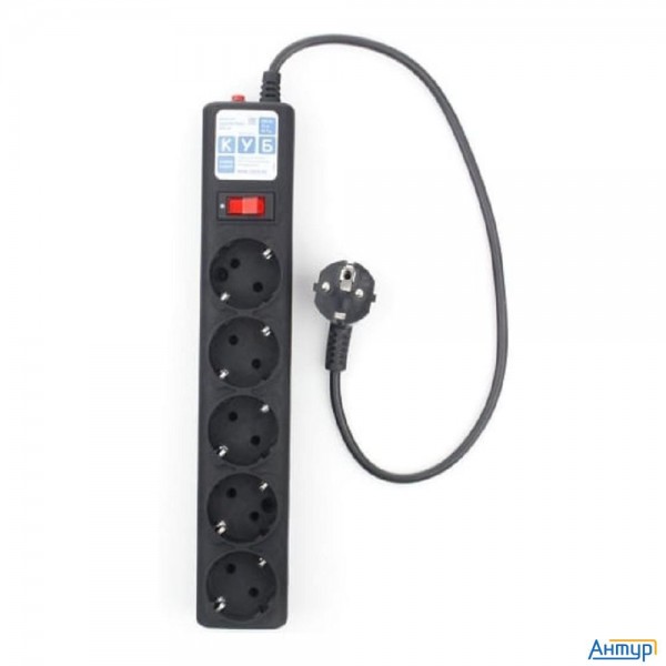 Powercube Фильтр-удлинитель 0.5м, 5 розеток,10А (spg5-С1), черный графит {20850}