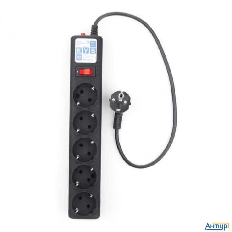 Powercube Фильтр-удлинитель 0.5м, 5 розеток,10А (spg5-С1), черный графит {20850}