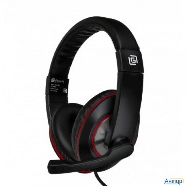 Наушники с микрофоном Оклик Hs-l390g Dragon черный/красный 1.8м мониторные оголовье (1100413)