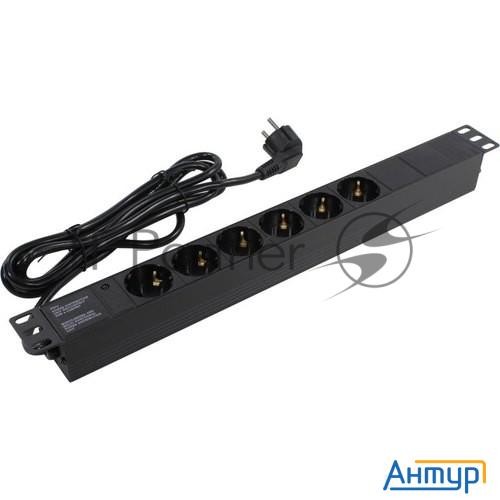 Блок розеток горизонтальный Exegate Serverpro Pdu-19h603 Al-6s-eu2.5, 19", 1u, Алюминий, 6 Schuko, к