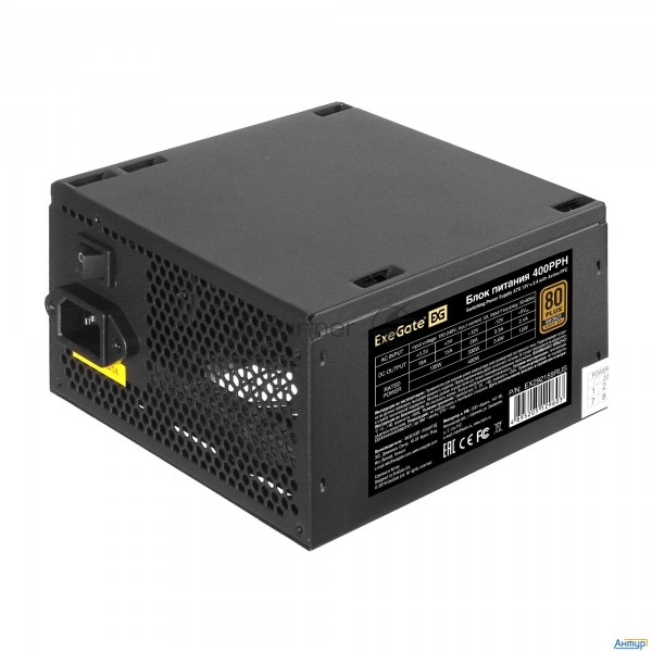 Блок питания 400w Exegate 80 Plus® Bronze 400pph (atx, Apfc, КПД 88% (80 Plus Bronze), 12cm Fan, 20+
