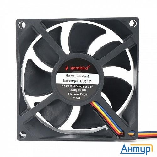 Gembird Вентилятор для корпуса 80x80x25, гидродинамический, 4 Pin, провод 30 см (d8025hm-4)