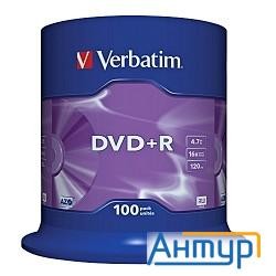 43551 Диски Dvd+r Verbatim 4.7gb 16-х, 100шт, Cake Box
