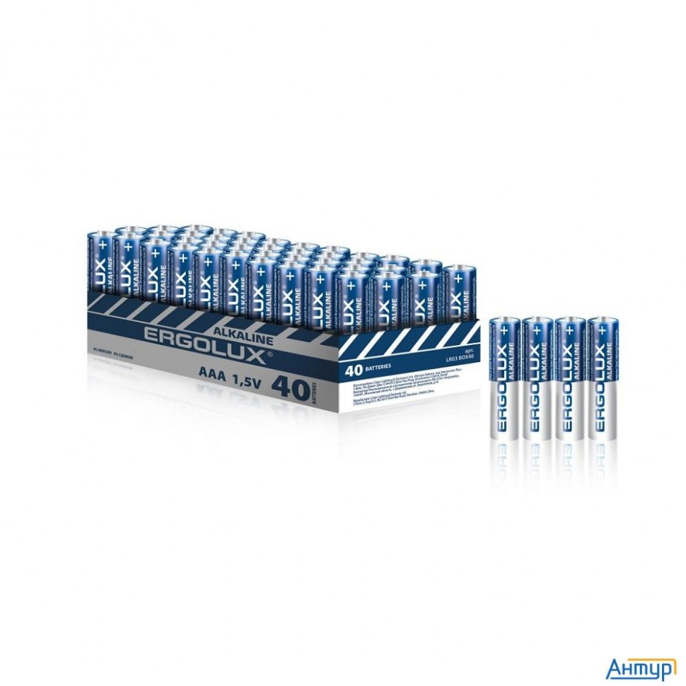 Ergolux...lr03 Alkaline Box40 ( Lr03 Box40, батарейка,1.5В)(40 шт. в уп-ке)