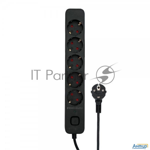 Сетевой фильтр Гарнизон 2.0 Eps-5-b-3 5р, 10А, 3м, ур.защиты 2+, черный, пакет (21443)