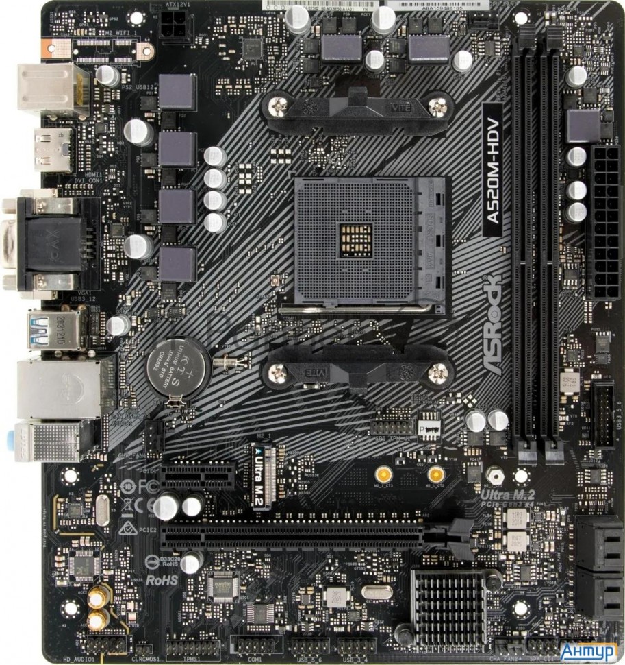 Материнская плата Amd A520 Sam4 Matx A520m-hdv Asrock