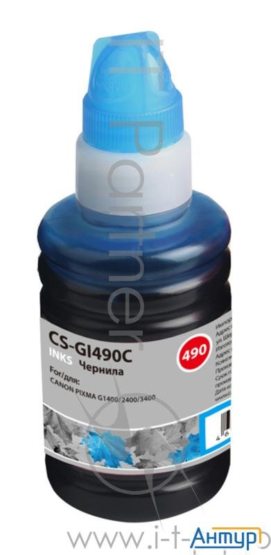 Cactus Чернила Cs-gi490c для Canon Pixma G1400/g2400/g3400, голубой, 100мл
