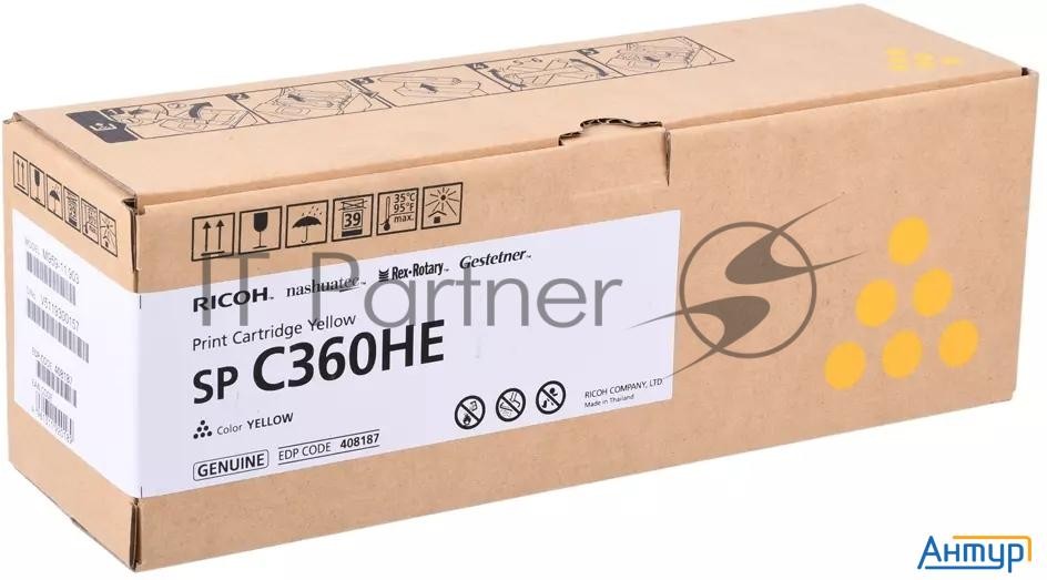Ricoh 408187 Принт-картридж Sp C360he желтый (sp C360dnw/sp C360snw/sp C360sfnw/sp C361sfnw, (6000 с